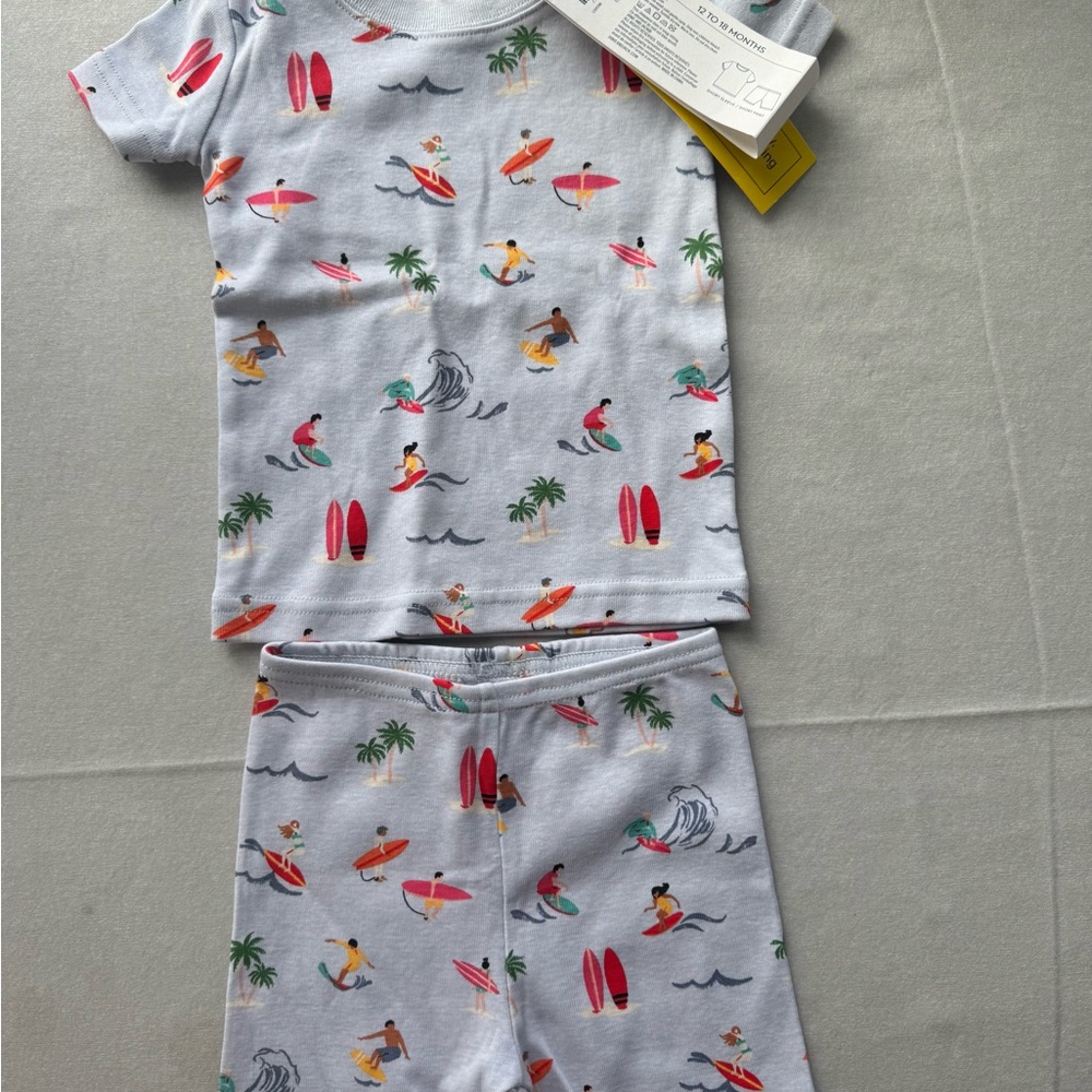 Janie and Jack Surf Print Pajama Set - Gray and Red